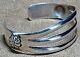 Vintage Navajo Elmer Kee Sterling Silver Wide Split Band Concho Cuff Bracelet
