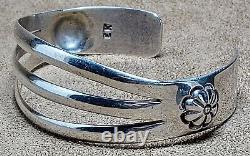 Vintage Navajo Elmer Kee Sterling Silver Wide Split Band Concho Cuff Bracelet
