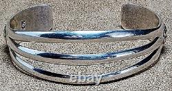 Vintage Navajo Elmer Kee Sterling Silver Wide Split Band Concho Cuff Bracelet