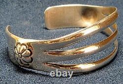 Vintage Navajo Elmer Kee Sterling Silver Wide Split Band Concho Cuff Bracelet