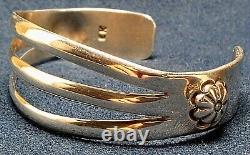 Vintage Navajo Elmer Kee Sterling Silver Wide Split Band Concho Cuff Bracelet