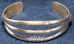 Vintage Navajo Elmer Kee Sterling Silver Wide Split Band Concho Cuff Bracelet