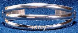 Vintage Navajo Elmer Kee Sterling Silver Wide Split Band Concho Cuff Bracelet