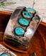 Vintage Navajo FIVE-STONE BISBEE BLUE Turquoise Sterling Silver Bracelet