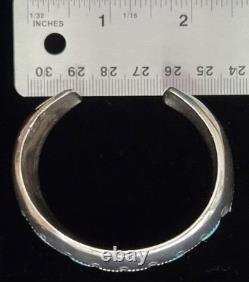 Vintage Navajo FIVE-STONE BISBEE BLUE Turquoise Sterling Silver Bracelet