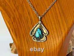 Vintage Navajo Fannie Platero Sterling Turquoise Arrowhead Necklace-TB730.25