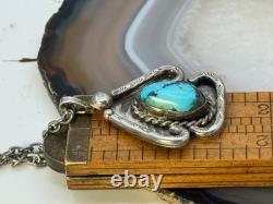 Vintage Navajo Fannie Platero Sterling Turquoise Arrowhead Necklace-TB730.25
