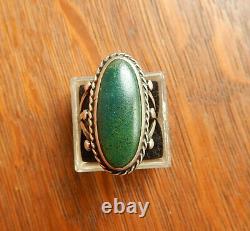 Vintage Navajo Fred Harvey Era Green Turquoise Sterling Silver Ring 6