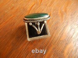 Vintage Navajo Fred Harvey Era Green Turquoise Sterling Silver Ring 6
