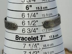 Vintage Navajo Fred Harvey Era Sterling Blue Turquoise Stamped Cuff-19.26