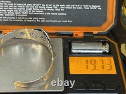 Vintage Navajo Fred Harvey Era Sterling Blue Turquoise Stamped Cuff-19.26