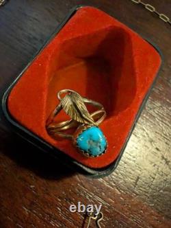Vintage Navajo Gold Filled Royston Jewelry Turquoise Gorgeous Full Set