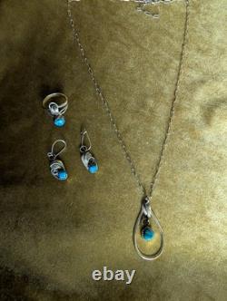 Vintage Navajo Gold Filled Royston Jewelry Turquoise Gorgeous Full Set
