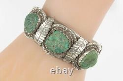 Vintage Navajo Green Turquoise Sterling Silver Cuff Bracelet