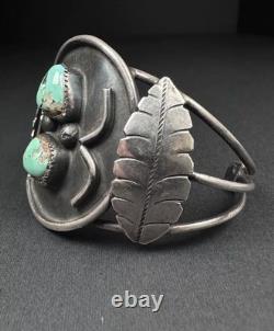 Vintage Navajo Green Turquoise Sterling Silver Cuff Bracelet 6-7/8 #194