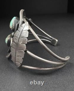 Vintage Navajo Green Turquoise Sterling Silver Cuff Bracelet 6-7/8 #194
