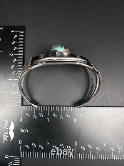 Vintage Navajo Green Turquoise Sterling Silver Cuff Bracelet 6-7/8 #194