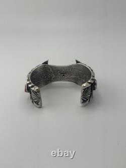 Vintage Navajo Green Turquoise Sterling Watch Cuff Bracelet 7-3/8 68g