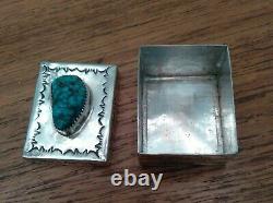 Vintage Navajo Hand Made Pill Box Spiderweb Turquoise Jewelry Native American