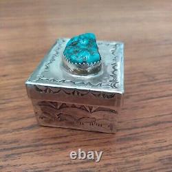 Vintage Navajo Hand Made Pill Box Spiderweb Turquoise Jewelry Native American