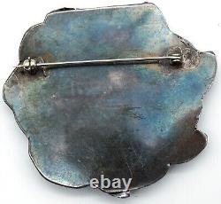 Vintage Navajo Hand Made Sterling Silver & Kingman Turquoise Brooch