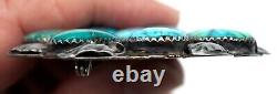 Vintage Navajo Hand Made Sterling Silver & Kingman Turquoise Brooch