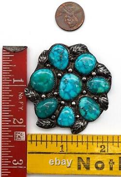 Vintage Navajo Hand Made Sterling Silver & Kingman Turquoise Brooch