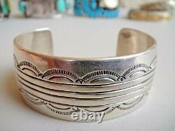 Vintage Navajo Hand Stamped Cuff Bracelet Sterling Silver By Annabelle Peterson