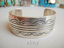 Vintage Navajo Hand Stamped Cuff Bracelet Sterling Silver By Annabelle Peterson