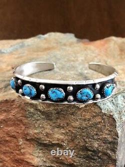 Vintage Navajo Handmade Kingman Turquoise Cuff Bracelet Native American Jewelry