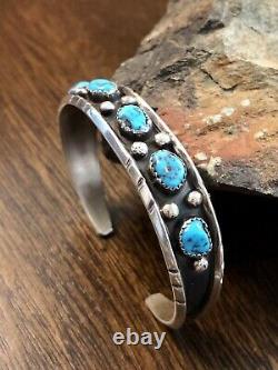 Vintage Navajo Handmade Kingman Turquoise Cuff Bracelet Native American Jewelry