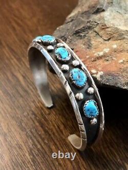 Vintage Navajo Handmade Kingman Turquoise Cuff Bracelet Native American Jewelry