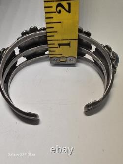 Vintage Navajo Handmade Sterling Silver Cuff Turquoise Bracelet