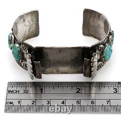 Vintage Navajo Handmade Sterling Silver Turquoise Watch Cuff Bracelet