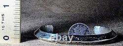 Vintage Navajo Heavy Sterling Silver Carinated Angle Knife Edge Cuff Bracelet