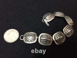 Vintage Navajo Heavy Sterling Silver Link Bracelet