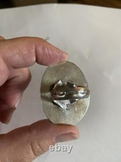 Vintage Navajo Huge Landscape Picture Jasper Ring Sz 9 Sterling Silver