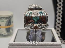 Vintage Navajo Indian 925 Silver Watch Band With Turquoise Native American Jewelry
