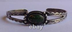 Vintage Navajo Indian Maisels Sterling Green Turquoise Small Wrist Cuff Bracelet