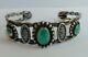 Vintage Navajo Indian Pounded Twisted Wire Silver Turquoise Cuff Bracelet