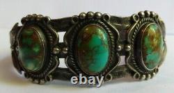 Vintage Navajo Indian Silver And Turquoise Cuff Bracelet