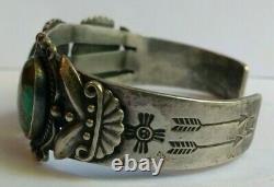 Vintage Navajo Indian Silver And Turquoise Cuff Bracelet