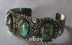 Vintage Navajo Indian Silver And Turquoise Cuff Bracelet