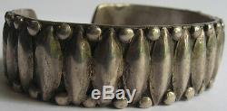 Vintage Navajo Indian Silver Applied Design Cuff Bracelet