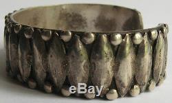 Vintage Navajo Indian Silver Applied Design Cuff Bracelet