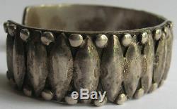 Vintage Navajo Indian Silver Applied Design Cuff Bracelet