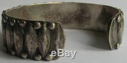 Vintage Navajo Indian Silver Applied Design Cuff Bracelet