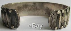 Vintage Navajo Indian Silver Applied Design Cuff Bracelet