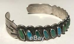 Vintage Navajo Indian Silver Cerrillos And Blue Multi Turquoise Cuff Bracelet