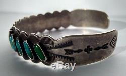 Vintage Navajo Indian Silver Cerrillos And Blue Multi Turquoise Cuff Bracelet